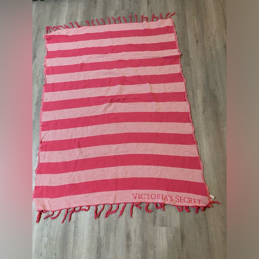Victoria’s Secret pink stripped blanket - Picture 2 of 3